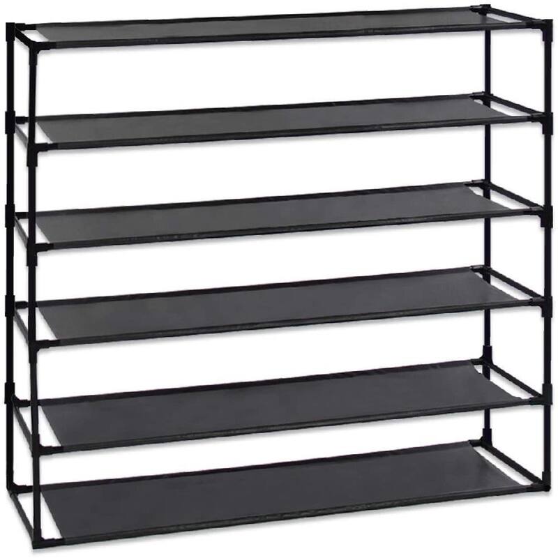 3/5/6/8/9/10-tier Extra-wide Metal/Non-woven Fabric Shoe Rack - 8-Tier-Black