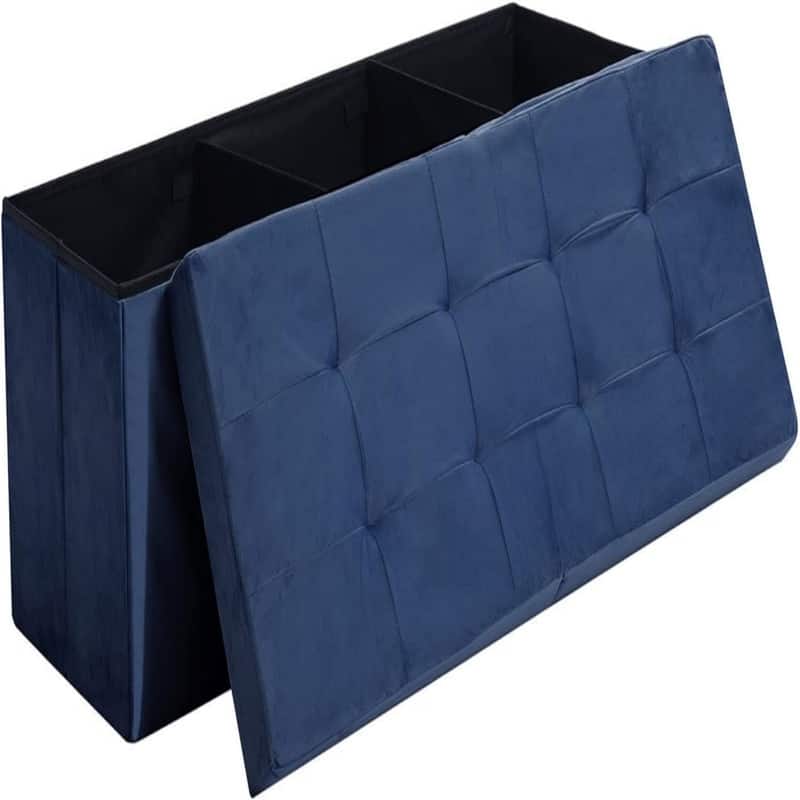 Storage Ottoman Bench Foldable Velvet