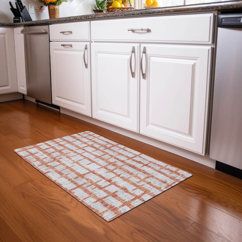 Premium Washable Super Soft Modern Contemporary Mayfield Rug - Coral - 1'8" x 2'6"