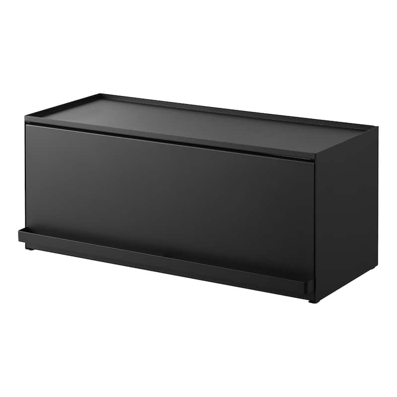 Yamazaki Home Front-Opening Countertop Storage Rack, Steel - L 10.51 x W 23.62 x H 9.92 inches - Black