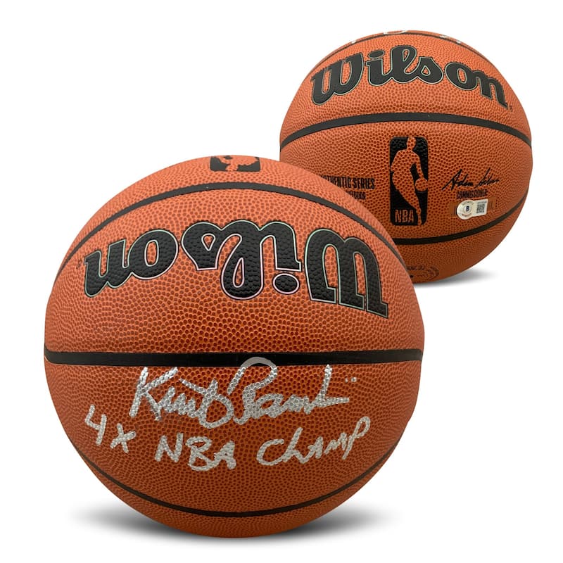 Kurt Rambis Autographed NBA Full Size Replica Basketball 4 x CHAMP Beckett COA - 8'6" x 11'6"