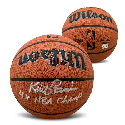 Kurt Rambis Autographed NBA Full Size Replica Basketball 4 x CHAMP Beckett COA - 8'6" x 11'6"