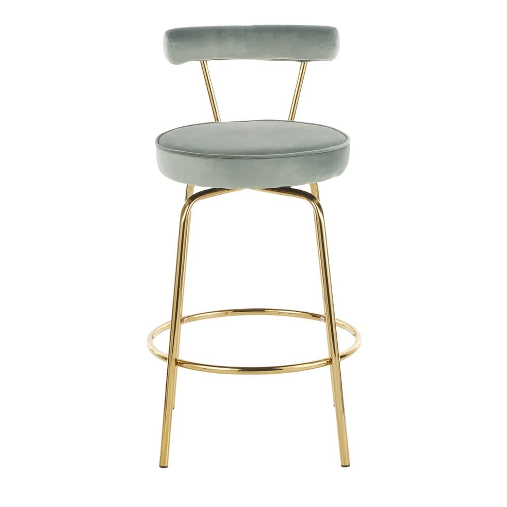 Silver Orchid Caines 26" Fixed-Height Gold Counter Stool (Set of 2)