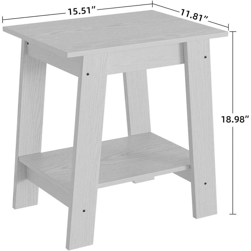 Farmhouse End Table, Narrow Side Table with 2 Tier Storage Shelf, for Bedroom, Entryway, Living room