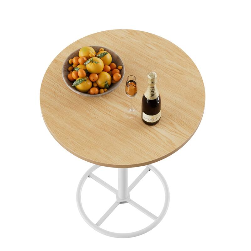 VECELO Bar Table Set, Round Bistro Bar Table Wooden Top, Sturdy Metal Frame with Pedestal, Set of 1/3