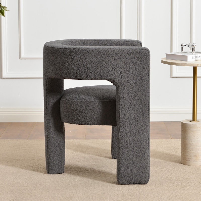 KINWELL 28" Wide Boucle Upholstered Square Armchair