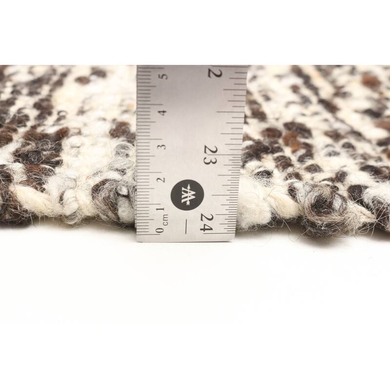 ECARPETGALLERY Braid weave Sienna Dark Brown Wool Rug - 6'2 x 9'2