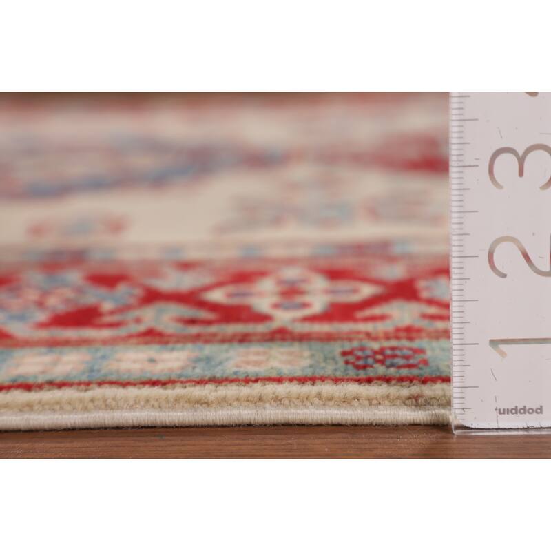 Kazak Area Rug Hand-Knotted Wool Carpet - 4'3" x 6'0"