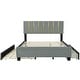 preview thumbnail 6 of 12, Upholstered Frame Platform Queen Size Bed with 2 Drawers, Pull-out Trundle and Classic Metal Strip Headboard Design Wingback Bed