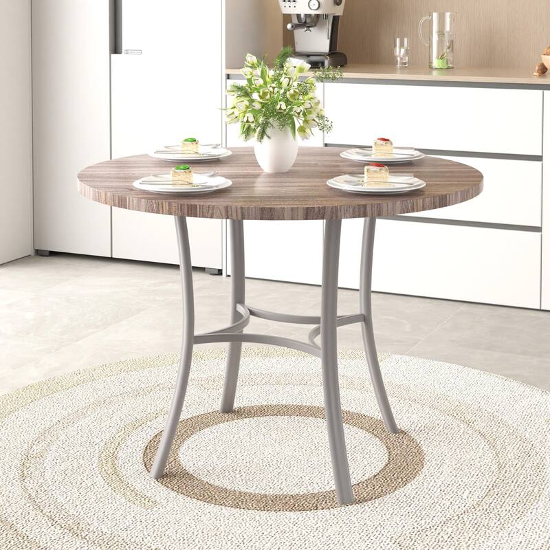 VECELO 36 Inch Round Dining Table for 4 with 400lbs Capacity Sturdy Curved Legs for Kitchen & Dining Room - Grey