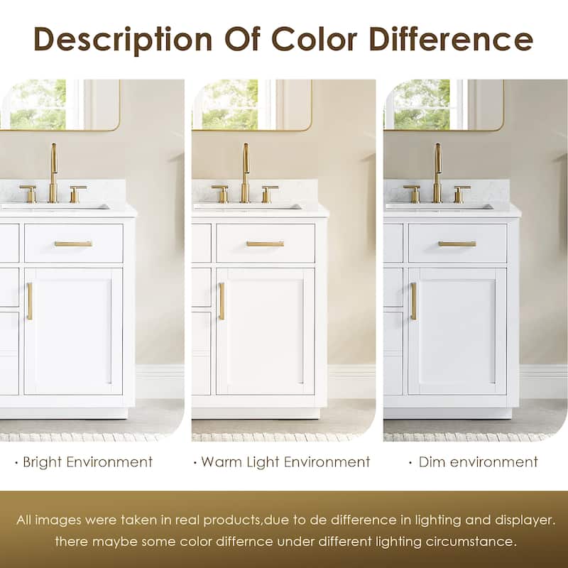 Altair Gavino Bath Vanity with Grain White Composite Stone Top, no Mirror