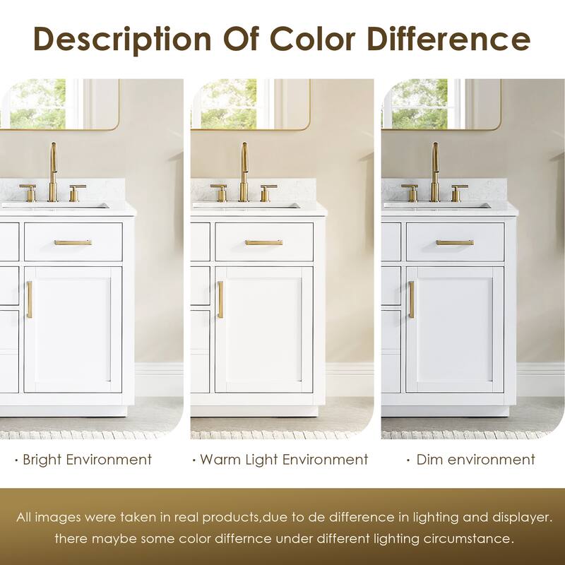 Altair Gavino Bath Vanity with Grain White Composite Stone Top and Mirror