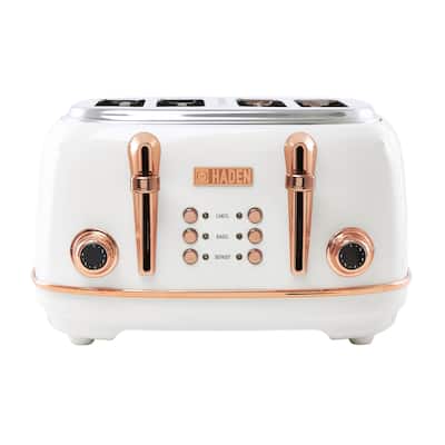 Haden Heritage 4 Slice Wide Slot Stainless Steel Toaster, Black & Copper - 4.2
