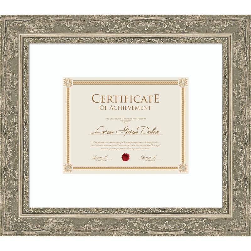 Filigree Picture Frame, Photo Frame - 17x14.5 Matted to 11x9 - Filigree Silver