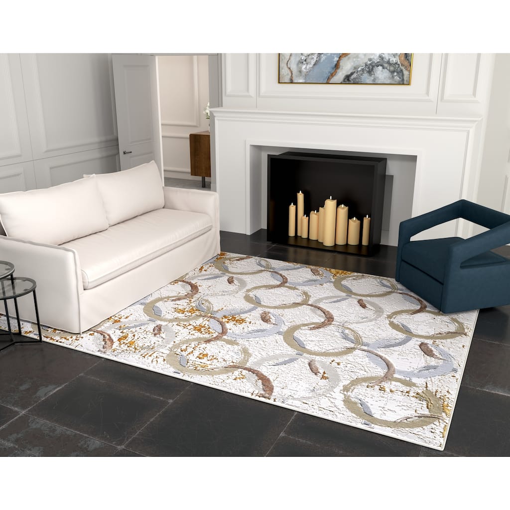 Domani Glam Distressed Geometric Rug