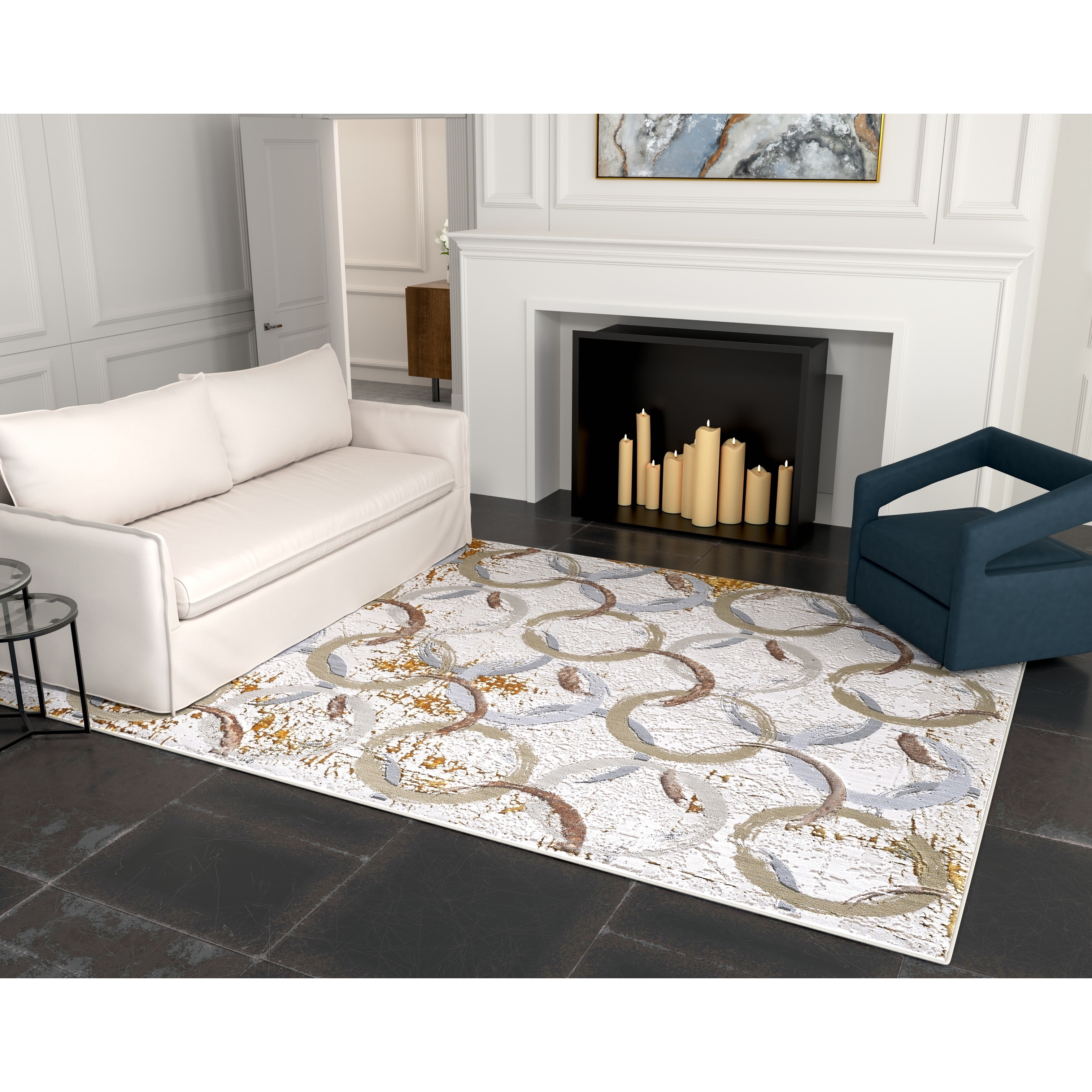Domani Glam Distressed Geometric Rug