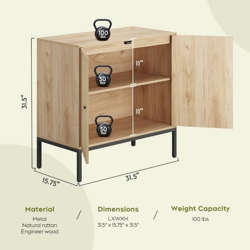 Boho Natural Rattan 31.5" Wide Sideboard (Set of 2)