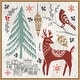 preview thumbnail 1 of 7, Woodcut Christmas V by Daphne Brissonnet Framed Canvas Wall Art