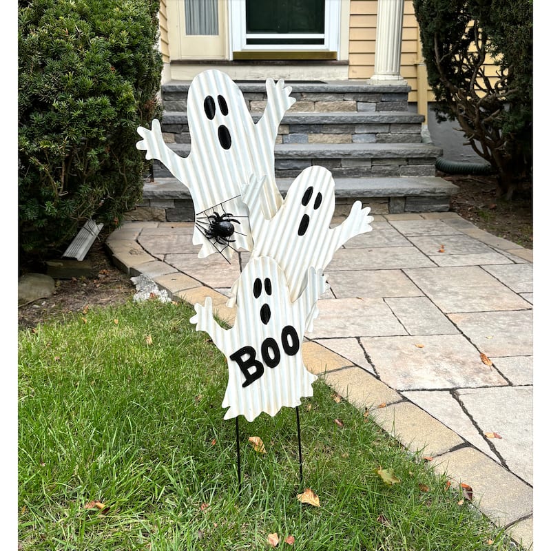 36" Metal Halloween Ghosts With Boo Outdoor Yard Stake
