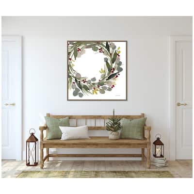 Kate and Laurel Framed Canvas Loose Christmas Wreath by Patricia Shaw