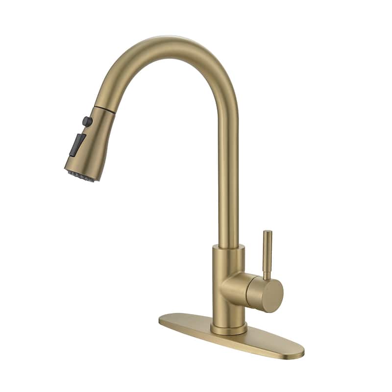 Single Handle Pull Down Kitchen Faucet with Deckplate