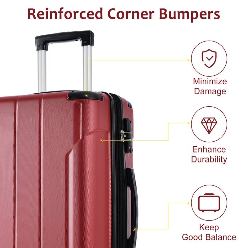 Luggage Sets 3 Piece, Expandable Hard shell ABS Suitcases with Double Spinner, Travel luggage Set with TSA Lock (20/24/28inch)