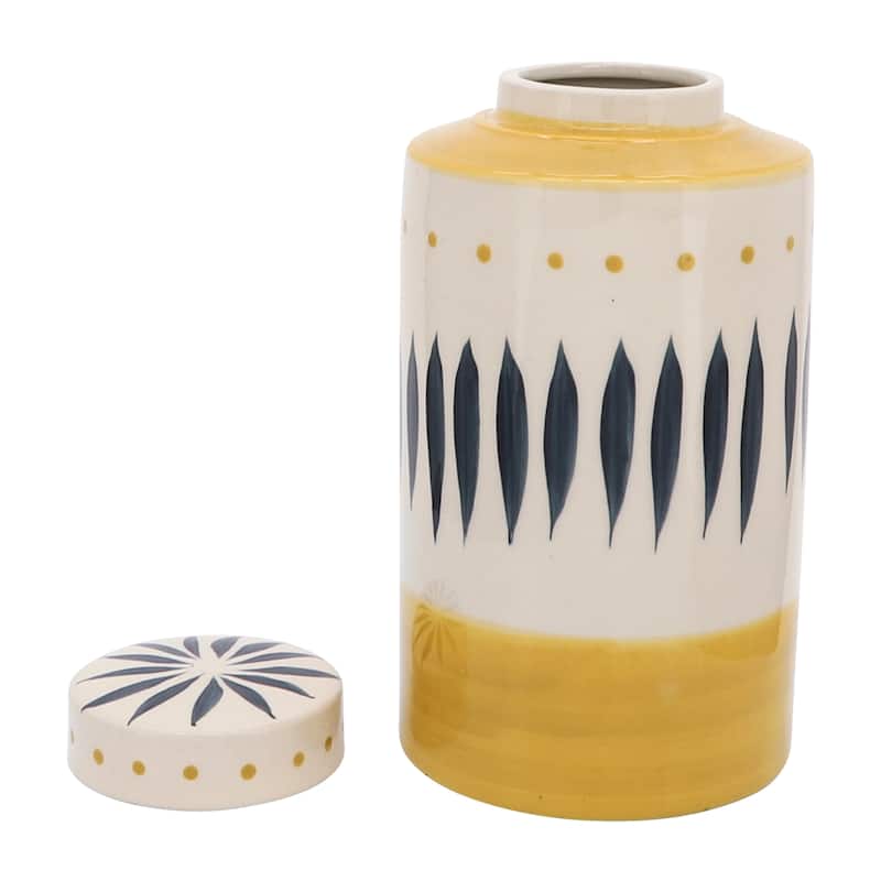 Sagebrook Home Ceramic Jar With Lid - Elevate Your Space With Exquisite, Handcrafted Home Decor Storage Essentials