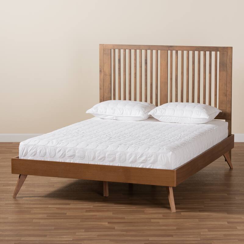 Takeo Transitional Ash Walnut Finished Wood Platform Bed
