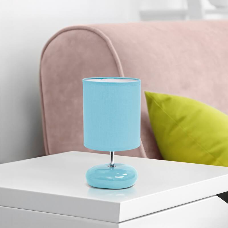 10.24 in. Blue Finish Table Lamp with Blue Shade, Sturdy Table Lamp for Living Rooms and Bedrooms