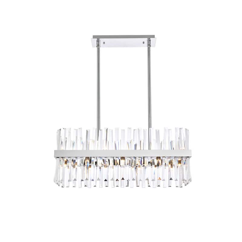 Indigo Home 30 inch crystal rectangle chandelier light - Chrome