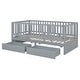 preview thumbnail 112 of 118, Wood Cribs Convertible Toddler Bed with Fence Guardrails and 2 Drawers Split into Independent Floor Bed and Daybed Slat Support