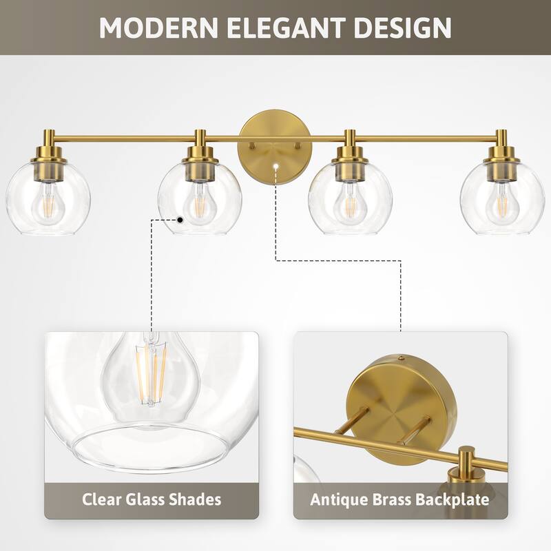 Dimmable Bathroom Vanity Light Globe Glass Shades