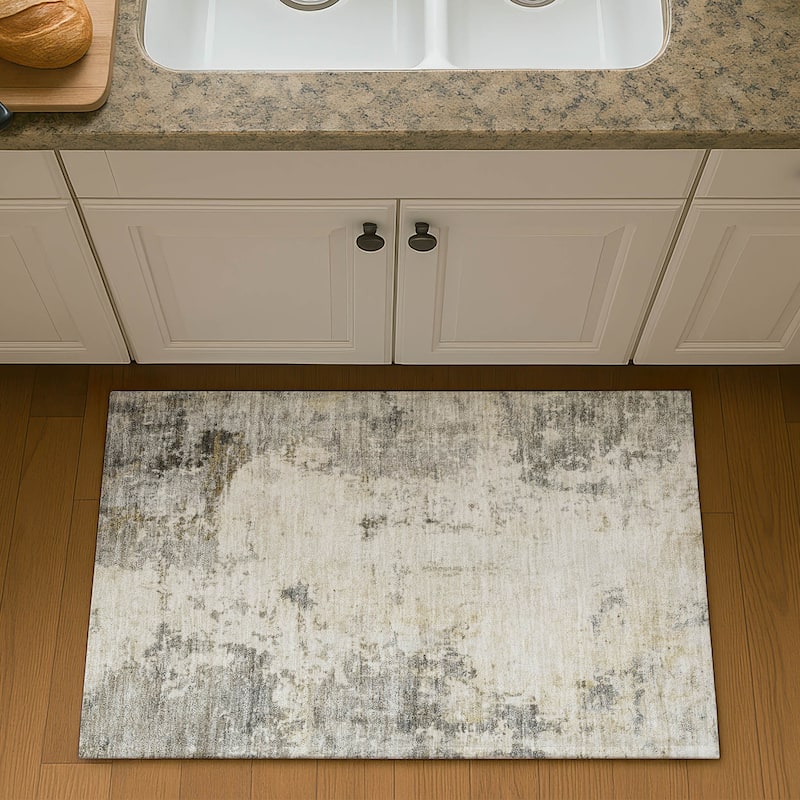 Premium Washable Super Soft Modern Solid Mayfield Rug - Pewter - 1'8" x 2'6"