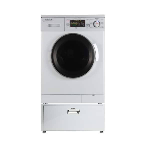 slide 2 of 21, Equator Compact 13 lbs Combination Washer Dryer Vented/Ventless Dry + Laundry Pedestal with Drawer White
