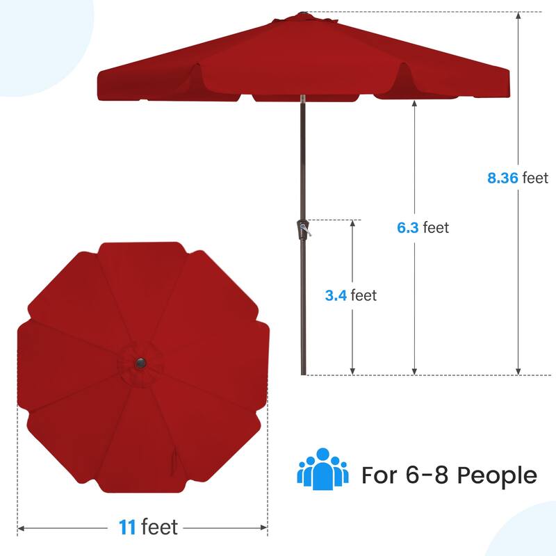 11ft Patio Market Umbrella with UV-Resistant and Sagging Edge Designed