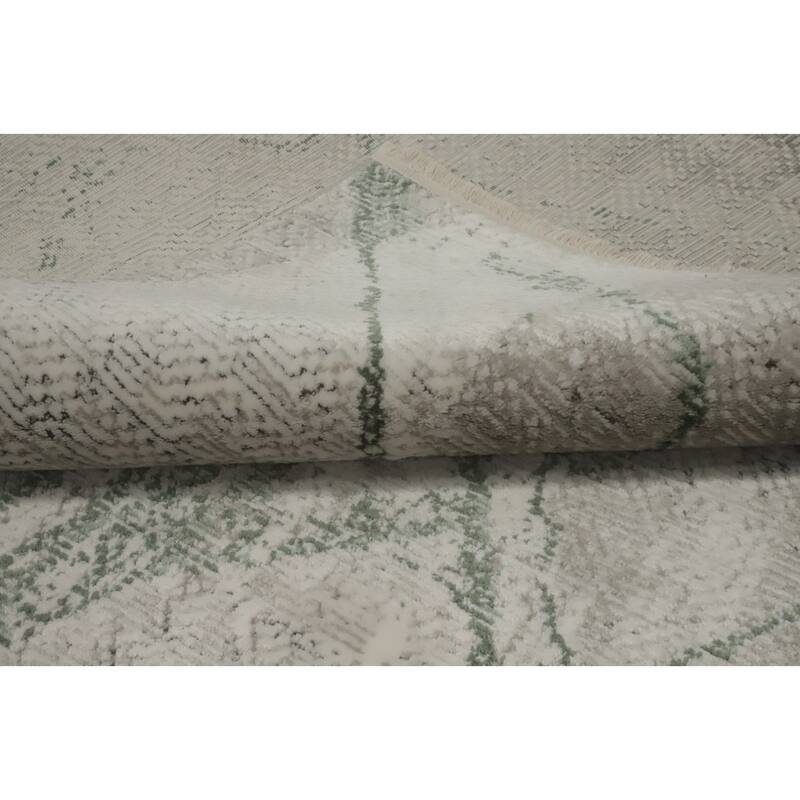 Machine Made Oriental Polyester Carpet Modern Abstract Greys & Charcoal Abstract Area Rug - 7' 5'' X 5' 2''