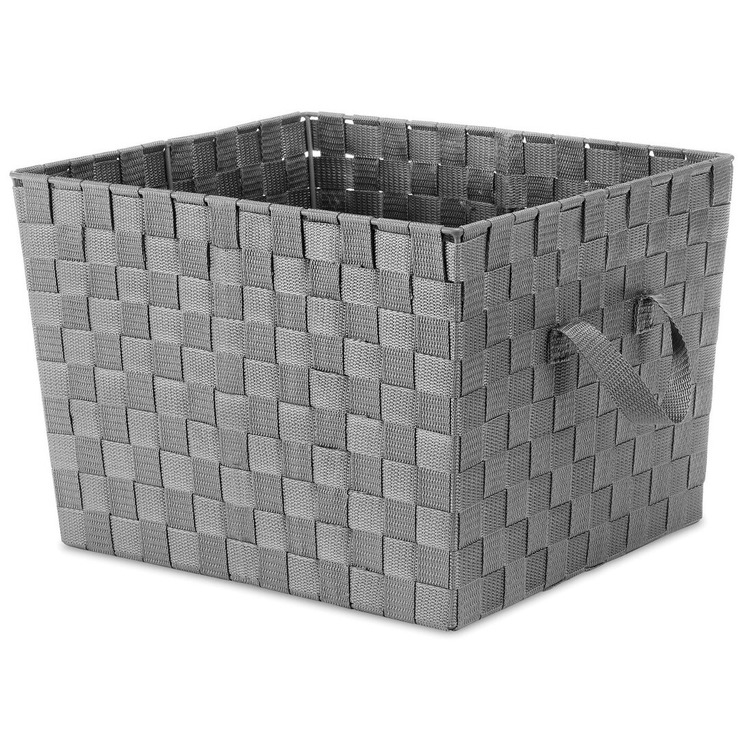 Whitmor 6581-1981-GREY Woven Strap Tote, Gray, 13" x 15" x 10"