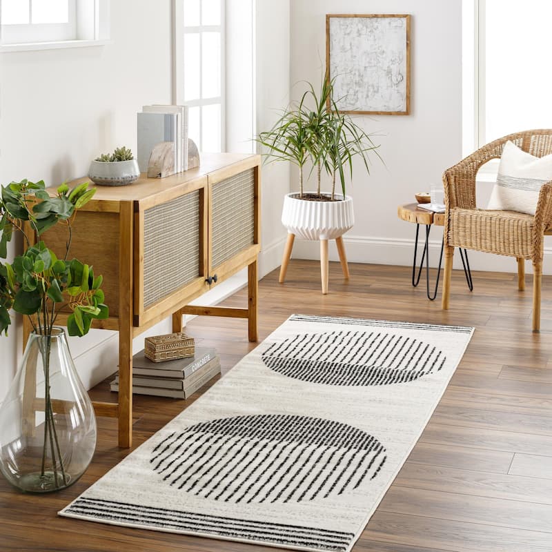 Livabliss Floransa Transitional Area Rug - 2' 7" x 7' 3" - Black/Ivory - Runner