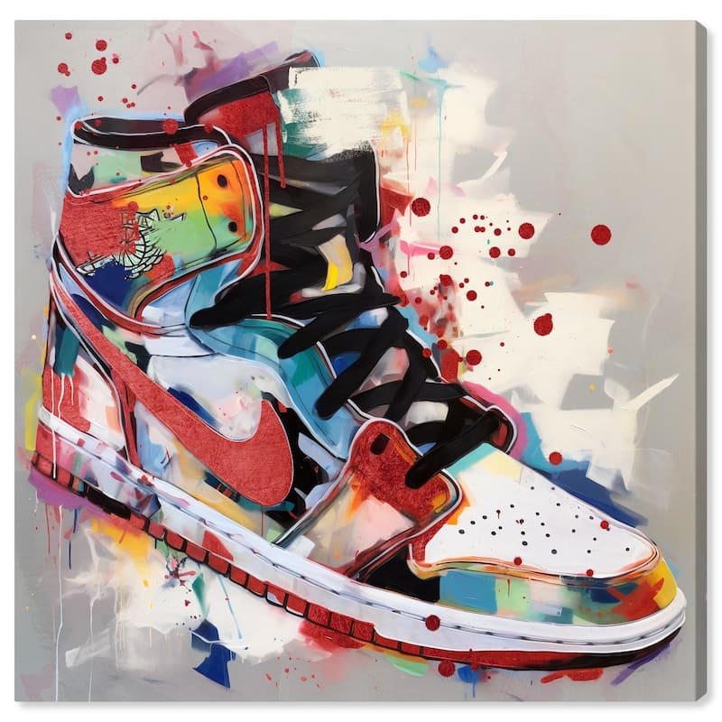 Wynwood Studio Fashion and Glam Artsy Sneaker Red and Modern & Contemporary Wall Art Canvas Print