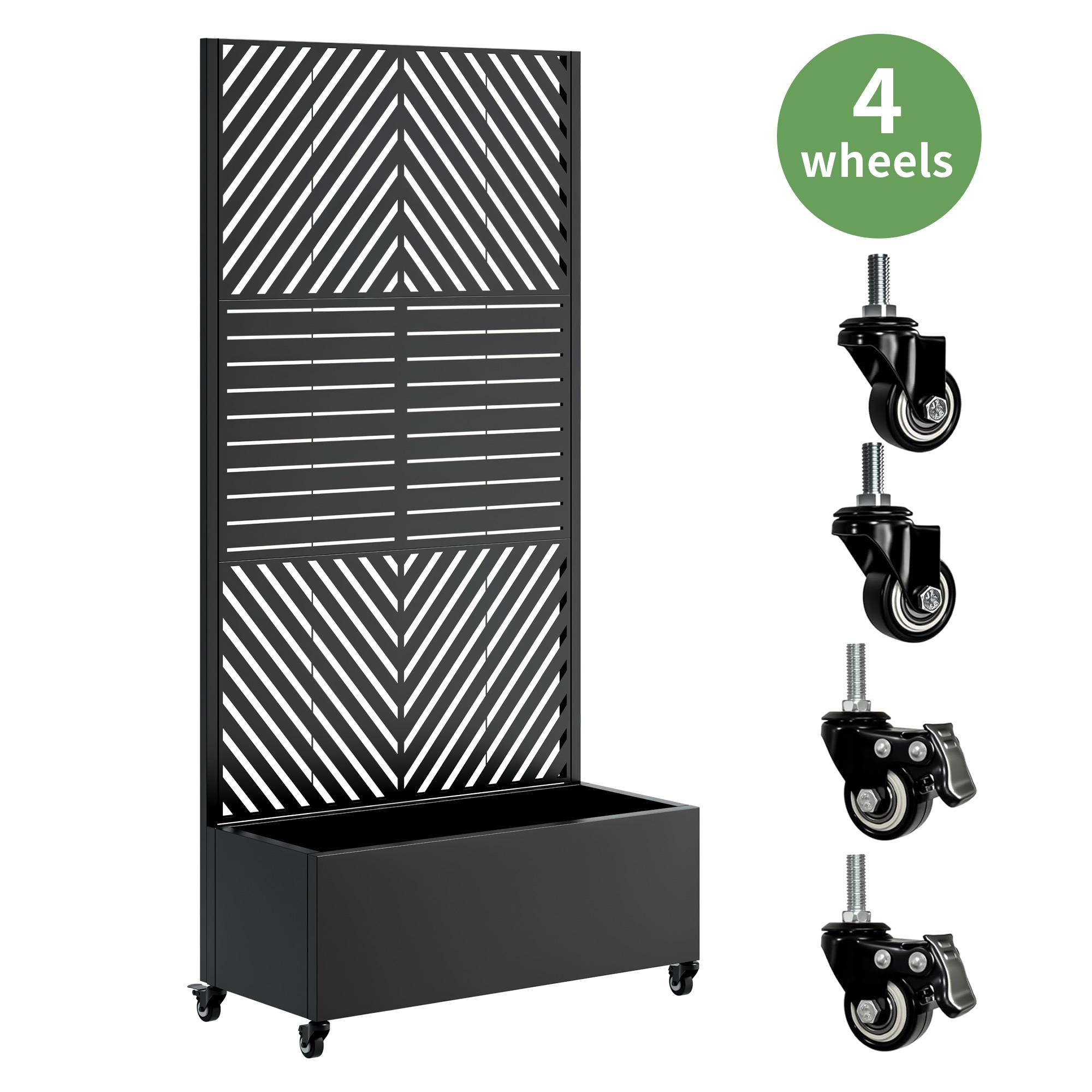 Metal Planter Box with Trellis Raised Garden Bed with 4 wheelsTrellis & Privacy Screen for Climbing Plants