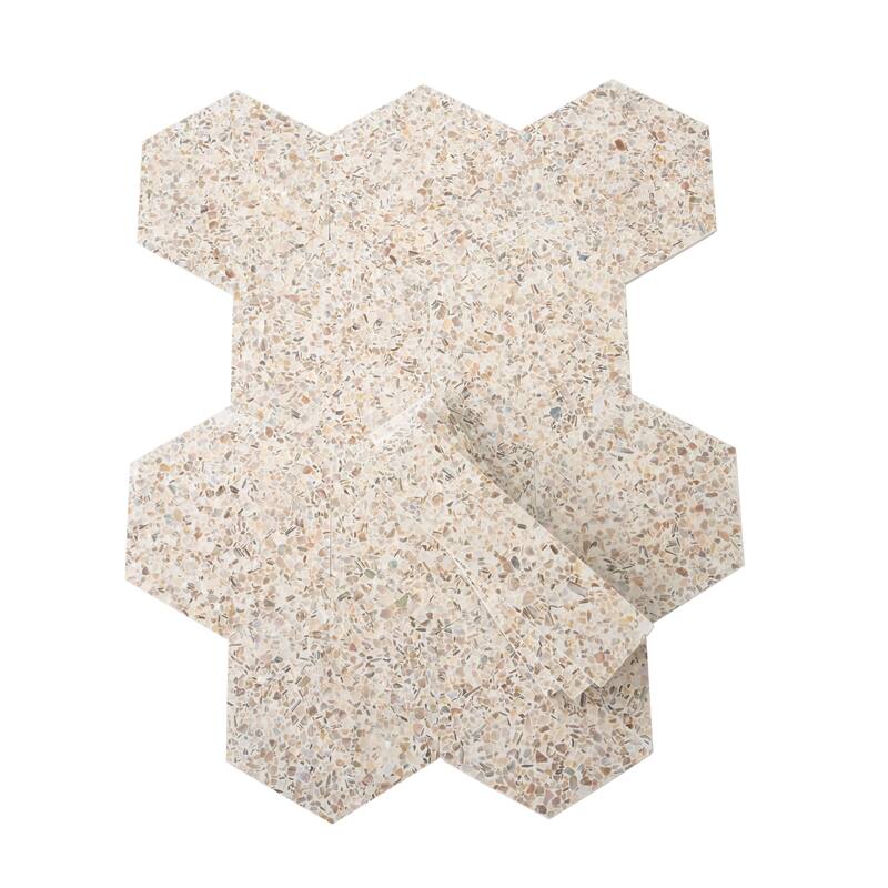 Amalfi 9x8 in. Glossy Shell, Terrazzo Hexagon Wall and Floor Tile (1.8 sq ft/case, 5-Pack)