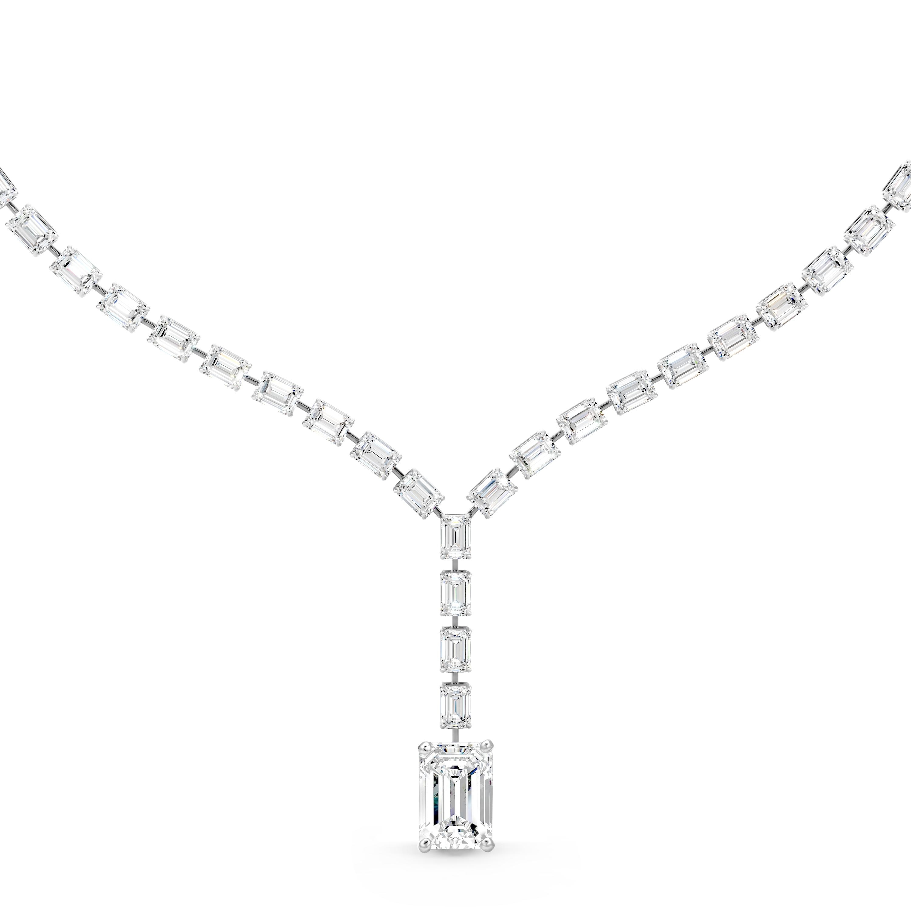 Auriya 14K Gold Lab Grown Lariat Diamond Emerald Drop Tennis Necklace 35 2/5 ct. tw. (F-G VS)