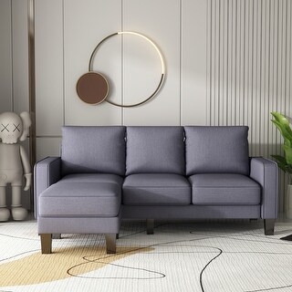 Modern Comfortable Living Room Furniture L Shape Sofa with Ottoman in Fabric with High Quality Wood and Durable Metal Legs