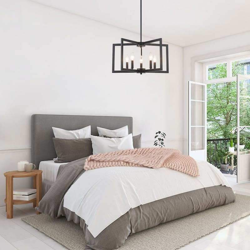 5-Light Modern Foyer Pendant Kitchen Island Candlestick Linear Chandelier Lighting for Dining Room