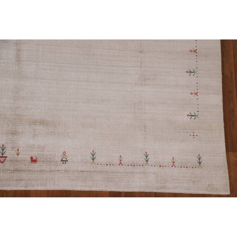 Tribal Gabbeh Indian Area Rug Hand-Knotted Wool Carpet - 8'1"x 9'10"