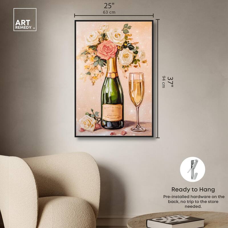 Blooming Champagne Vase Canvas by Art Remedy