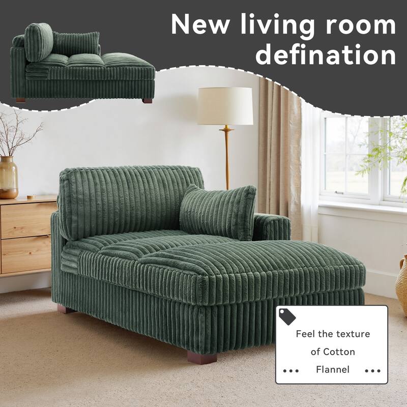 UIXE Upholstered Plush Chaise Lounge Chair For Interior