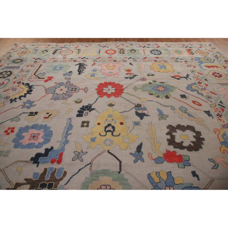 All-Over Large Floral Oushak Oriental Area Rug Wool Carpet - 12'0"x 14'9"