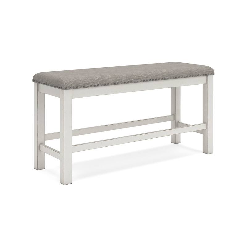 Signature Design by Ashley Robbinsdale White/Gray 49" Counter Height Dining Bench - 48.75"W x 17.25"D x 24.5"H