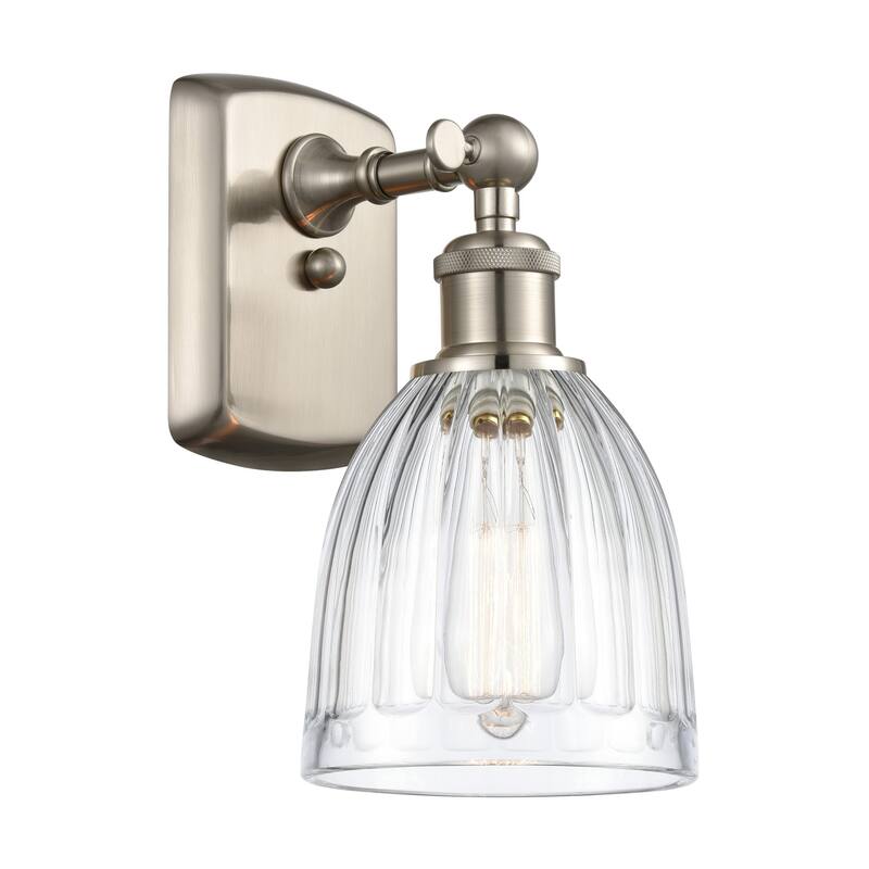 Innovations Lighting Brookfield 9" Tall Bathroom Sconce - Brushed Satin Nickel / Clear